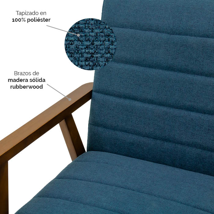 Sillon Tela Azul/nogal Cincuenta Y Ocho | Sillones y Ottomanes | salas